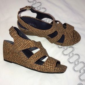 VANELI Faux Snakeskin Platform Wedge Sandals